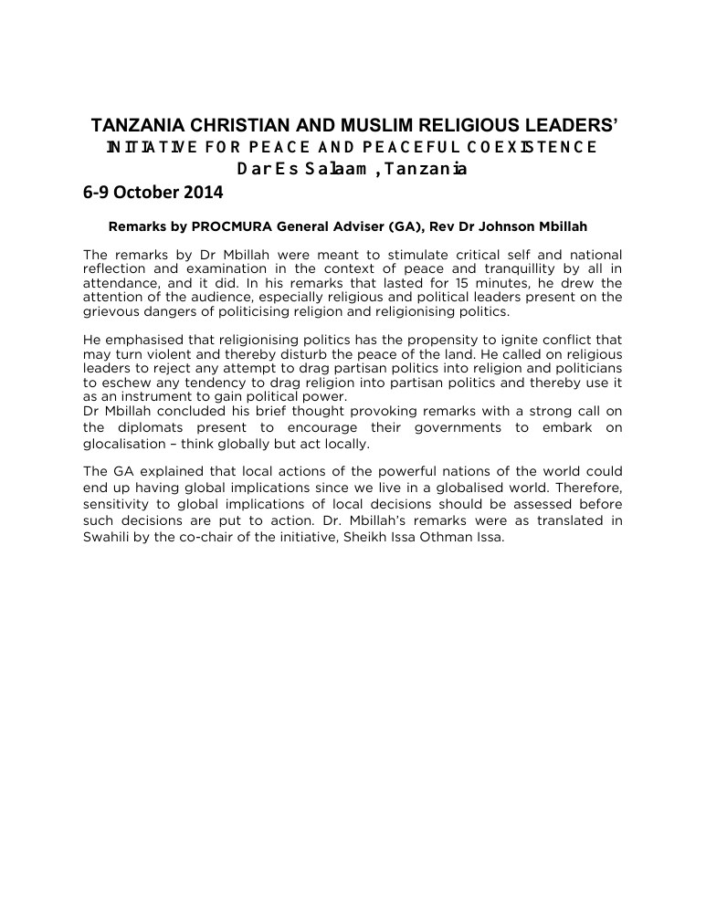 Tanzania Religious Leaders' Initiative for Peace